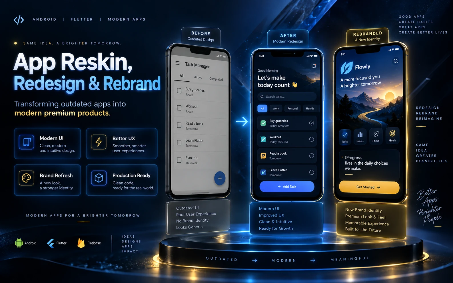 App reskin redesign rebrand service visual